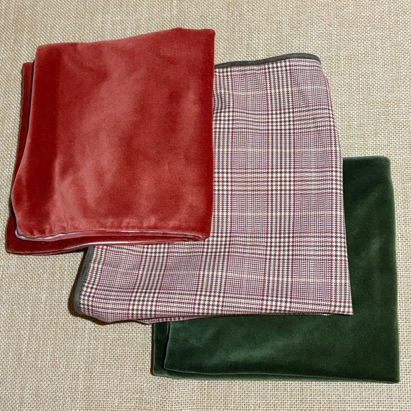 Pottery Barn 2 Velvet Pillow Covers; 1 Unbranded Plaid Cotton Cover Fall Hunting - Picture 1 of 16